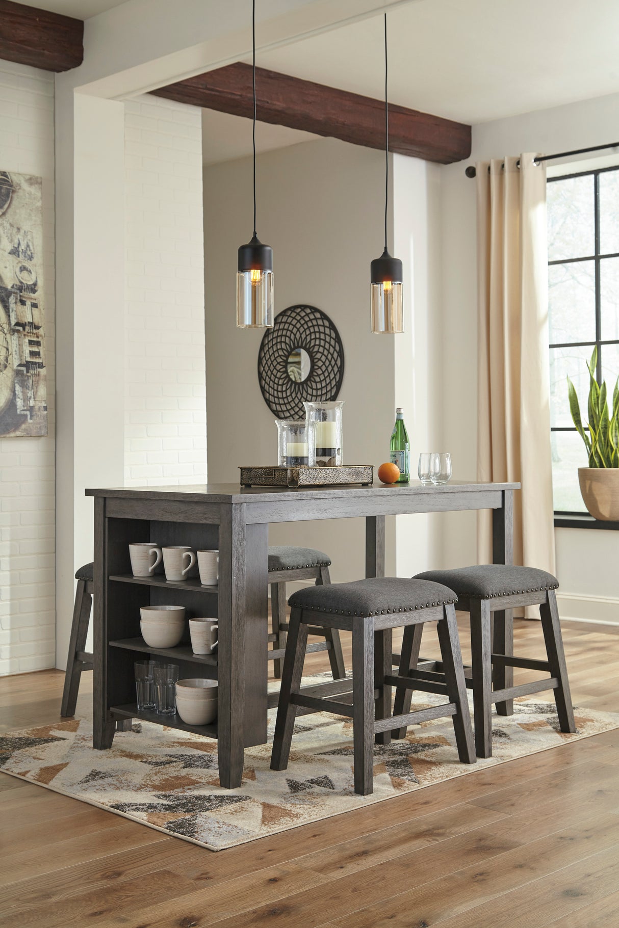 Caitbrook Gray 5-Piece Counter Height Set w/ Stools from Ashley - Luna Furniture