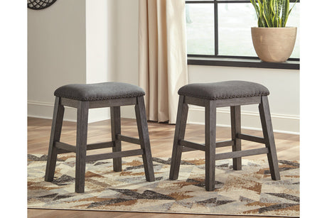 Caitbrook Gray Counter Height Upholstered Barstool, Set of 2 from Ashley - Luna Furniture