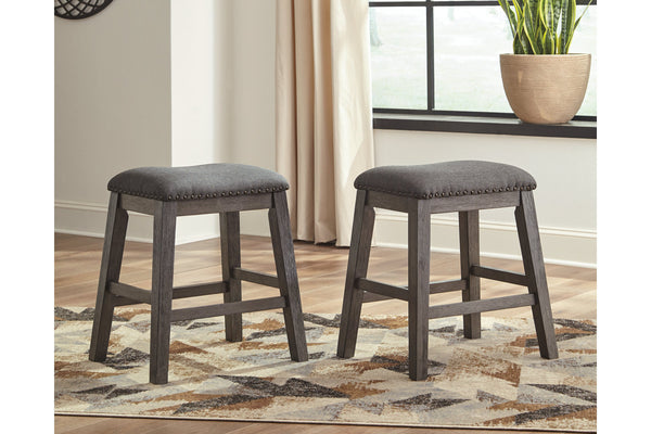 Caitbrook Gray Counter Height Upholstered Barstool, Set of 2