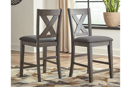 Caitbrook Gray Counter Height Upholstered Barstool, Set of 2 from Ashley - Luna Furniture