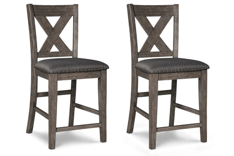 Caitbrook Gray Counter Height Upholstered Barstool, Set of 2 from Ashley - Luna Furniture