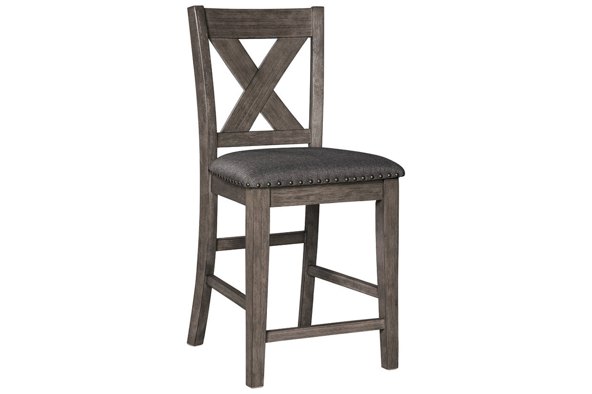 Caitbrook Gray Counter Height Upholstered Barstool, Set of 2 from Ashley - Luna Furniture