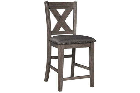 Caitbrook Gray Counter Height Upholstered Barstool, Set of 2 from Ashley - Luna Furniture