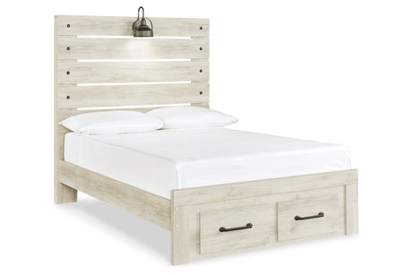 Cambeck Whitewash Full Storage Panel Bed from Ashley - Luna Furniture