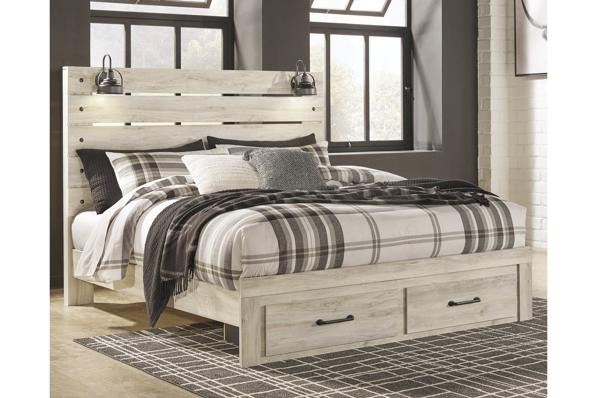 Cambeck Whitewash King Storage Panel Bed from Ashley - Luna Furniture