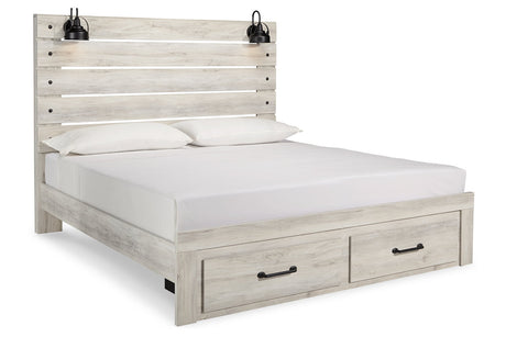 Cambeck Whitewash King Storage Panel Bed from Ashley - Luna Furniture