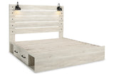 Cambeck Whitewash King Storage Platform Bed with 2 Drawers from Ashley - Luna Furniture