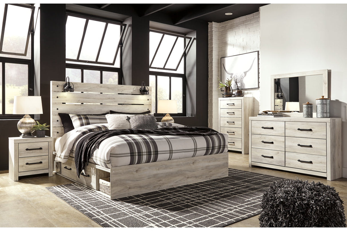 Cambeck Whitewash King Storage Platform Bed with 2 Drawers from Ashley - Luna Furniture
