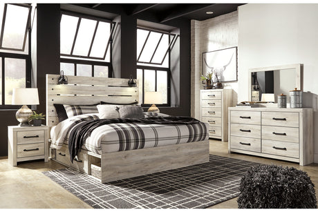 Cambeck Whitewash King Storage Platform Bed with 4 Drawers from Ashley - Luna Furniture