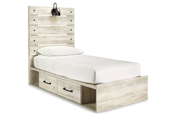 Cambeck Whitewash Twin Storage Platform Bed with 4 Drawers