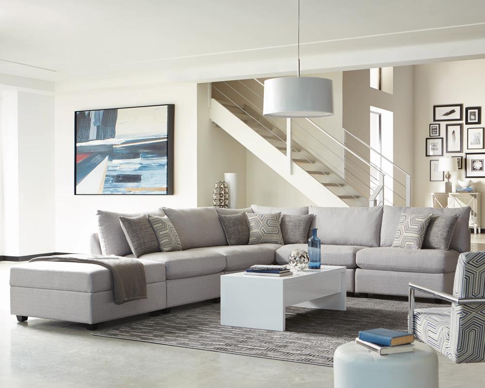 Cambria Square Storage Ottoman Grey - Luna Furniture
