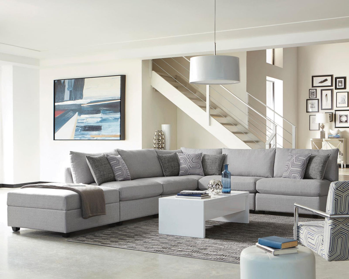 Cambria Gray Upholstered 6-Piece Modular Sectional from Coaster - Luna Furniture