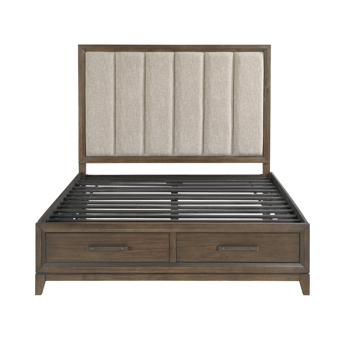 Cambridge Dark Walnut Queen Platform Bed with Footboard Storage from Homelegance - Luna Furniture