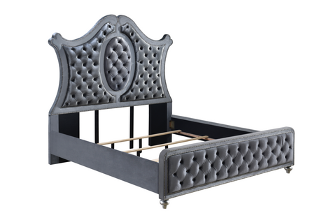 Cameo Gray King Upholstered Panel Bed from Crown Mark - Luna Furniture