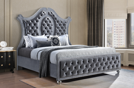 Cameo Gray King Upholstered Panel Bed from Crown Mark - Luna Furniture