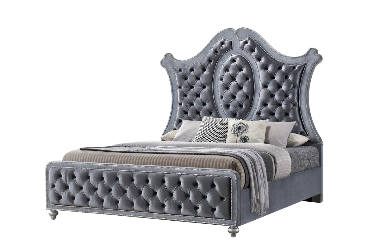 Cameo Gray Upholstered Panel Bedroom Set from Crown Mark - Luna Furniture
