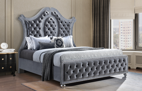 Cameo Gray Upholstered Panel Bedroom Set from Crown Mark - Luna Furniture