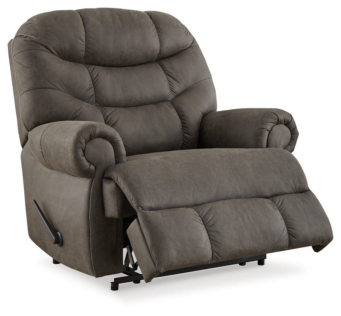 プルメリア！グレースコンチネンタル　レザー Camera Time Gunmetal Recliner - Luna Furniture
