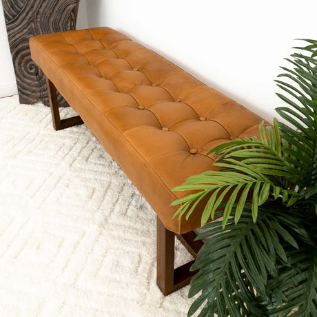 Cameron Tan Leather Bench from Midinmod - Luna Furniture