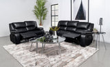Camila Black Upholstered Motion Reclining Living Room Set from Coaster - Luna Furniture