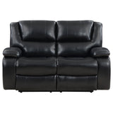 Camila Black 2-Piece Upholstered Motion Reclining Sofa Set from Coaster - Luna Furniture