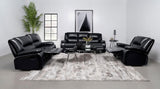 Camila Black 3-Piece Upholstered Motion Reclining Sofa Set from Coaster - Luna Furniture