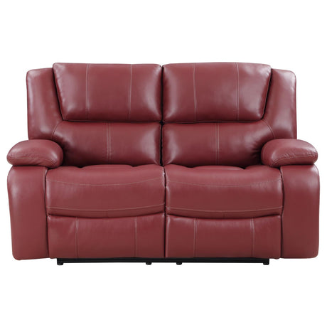 Camila Red Faux Leather 2-Piece Reclining Sofa Set from Coaster - Luna Furniture