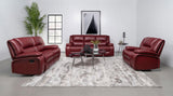 Camila Red Faux Leather Motion Reclining Loveseat from Coaster - Luna Furniture