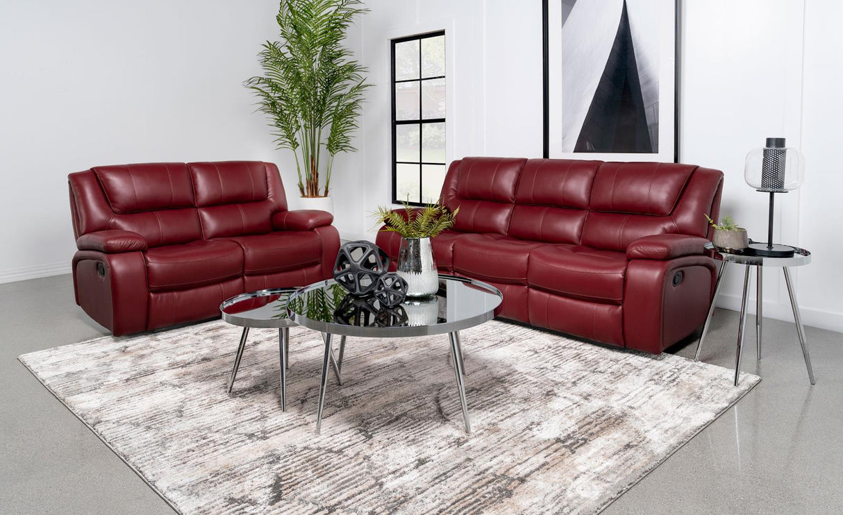 Camila Red Faux Leather 2-Piece Reclining Sofa Set from Coaster - Luna Furniture