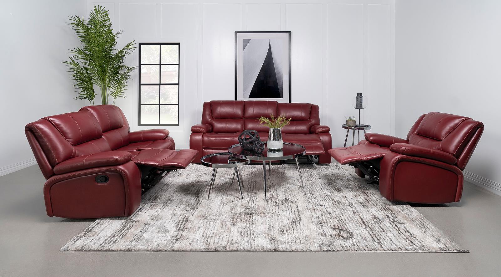 Coaster Camila 3-piece Upholstered Reclining Sofa Set Red Faux