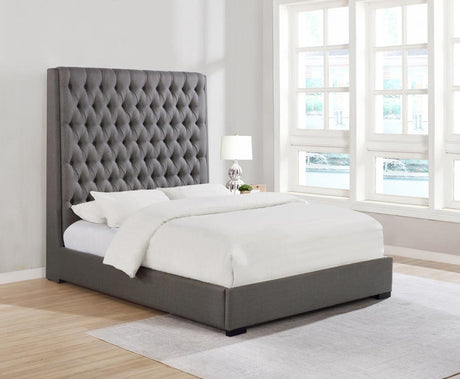 Camille Gray California King Button Tufted Bed from Coaster - Luna Furniture