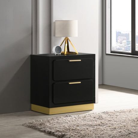 Caraway Black 2-Drawer Nightstand from Coaster - Luna Furniture