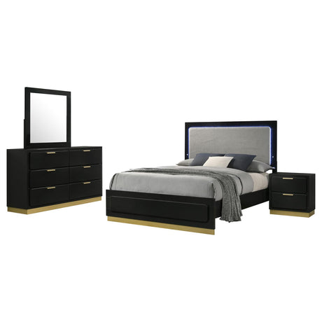 Caraway Black and Gray 4-Piece California King Bedroom Set with LED Headboard from Coaster - Luna Furniture
