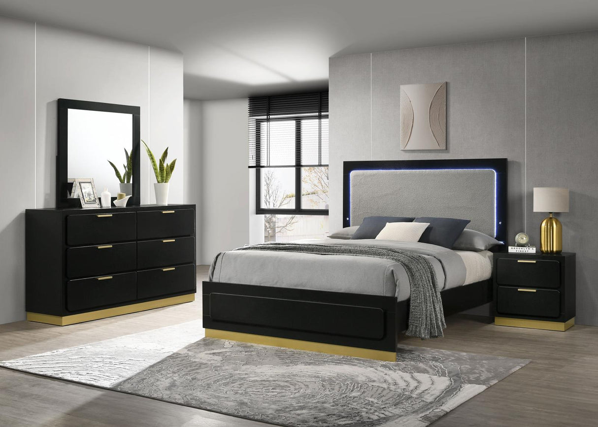 Caraway Black and Gray 4-Piece Queen Bedroom Set with LED Headboard from Coaster - Luna Furniture