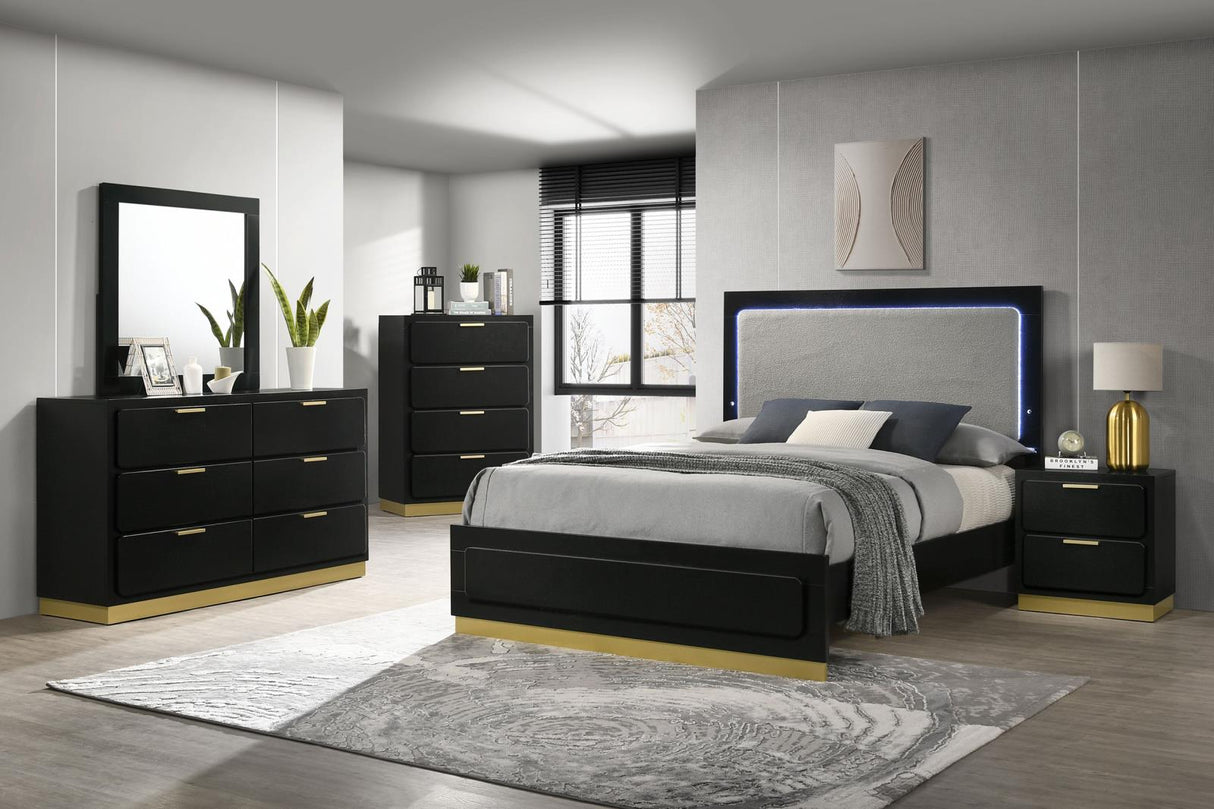 Caraway Black and Gray Queen Bed with LED Headboard from Coaster - Luna Furniture