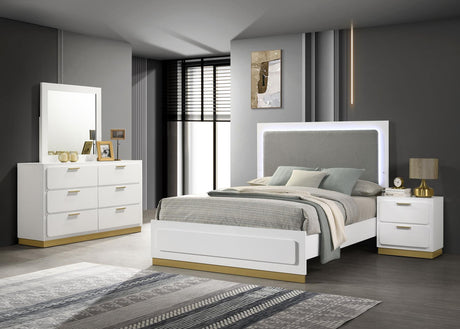 Caraway White and Gray 4-Piece California King Bedroom Set with LED Headboard from Coaster - Luna Furniture