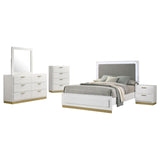 Caraway White and Gray 5-Piece Eastern King Bedroom Set with LED Headboard from Coaster - Luna Furniture
