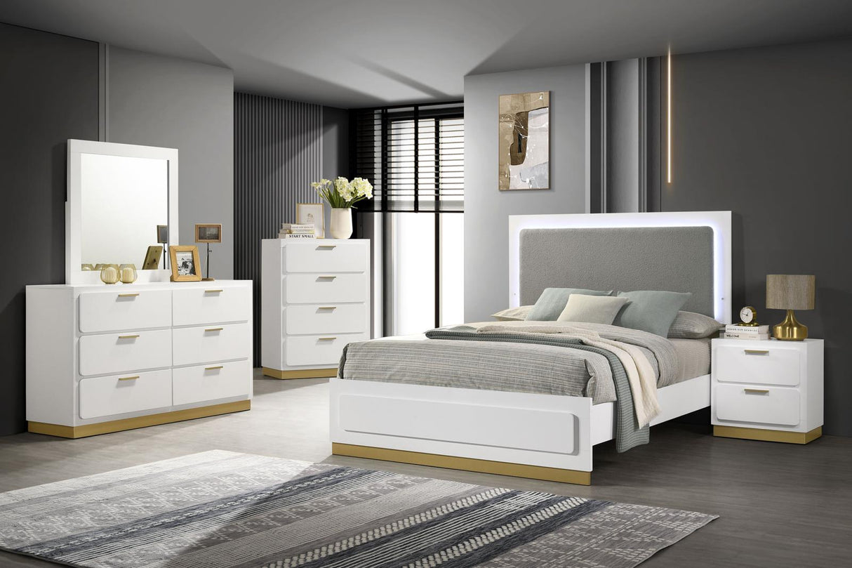 Caraway White and Gray 5-Piece Eastern King Bedroom Set with LED Headboard from Coaster - Luna Furniture