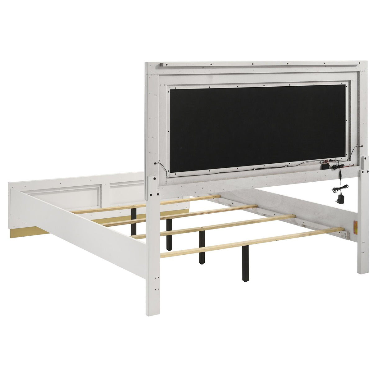 Caraway White and Gray California King Bed with LED Headboard from Coaster - Luna Furniture