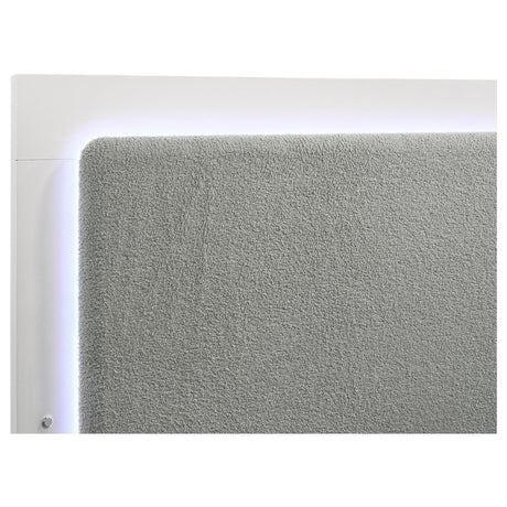 Caraway White and Gray Eastern King Bed with LED Headboard from Coaster - Luna Furniture
