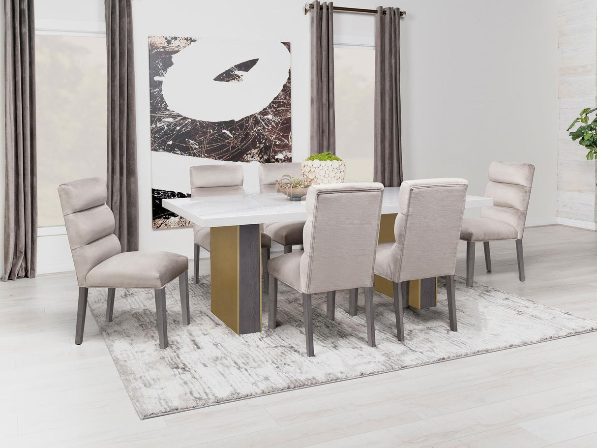 Carla Stone Upholstered Dining Side Chair, Set of 2 from Coaster - Luna Furniture