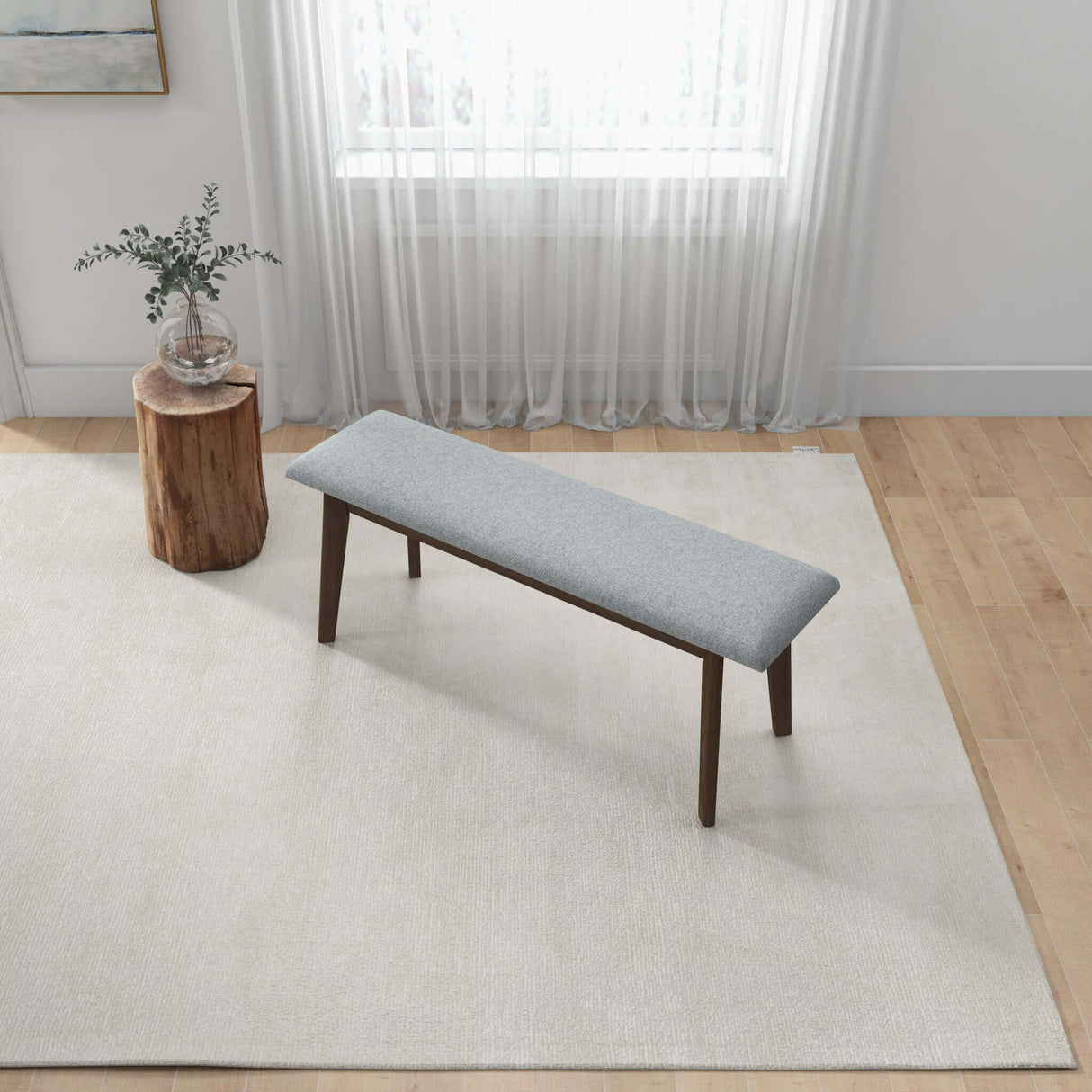 Carlos Fabric Upholstered Solid Wood Bench 47" from Midinmod - Luna Furniture