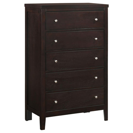 Carlton Cappuccino 5-Piece Eastern King Bedroom Set with Upholstered Headboard from Coaster - Luna Furniture