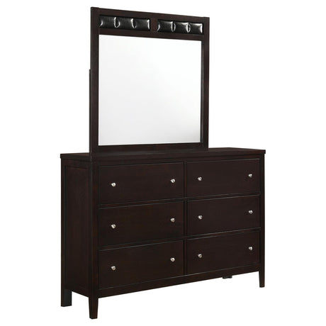 Carlton Cappuccino 6-Drawer Rectangular Dresser with Mirror from Coaster - Luna Furniture
