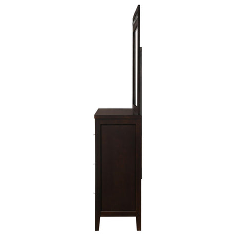 Carlton Cappuccino 6-Drawer Rectangular Dresser with Mirror from Coaster - Luna Furniture