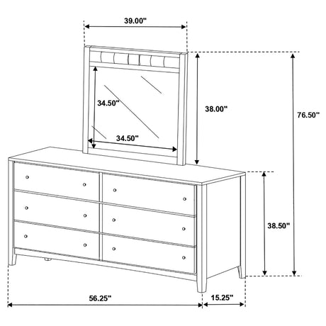 Carlton Cappuccino 6-Drawer Rectangular Dresser with Mirror from Coaster - Luna Furniture