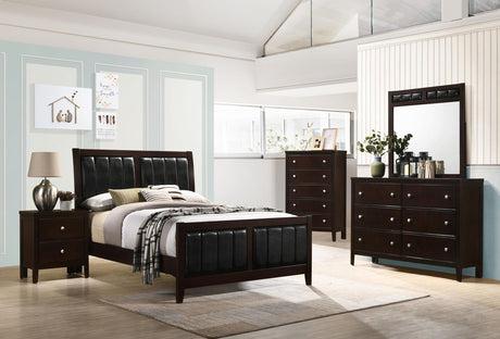 Carlton Cappuccino and Black Full Upholstered Panel Bed from Coaster - Luna Furniture