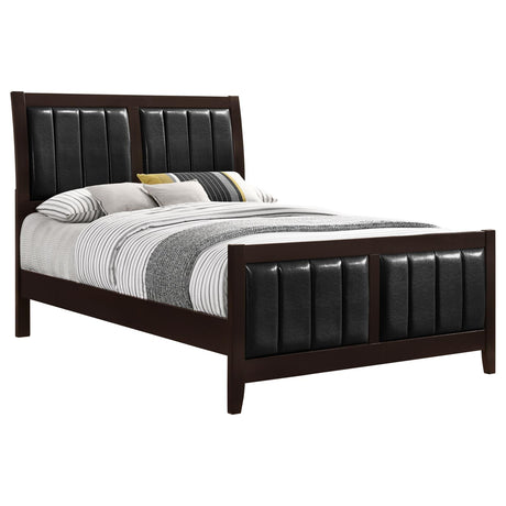 Carlton Cappuccino and Black Queen Upholstered Bed from Coaster - Luna Furniture