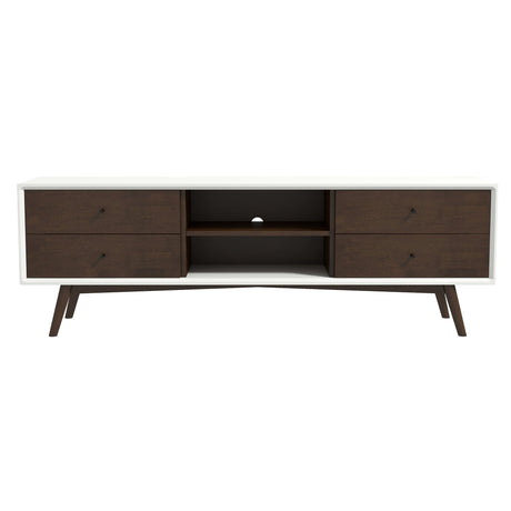 Caroline Mid Century Modern Style Walnut White TV Stand up to 72" from Midinmod - Luna Furniture