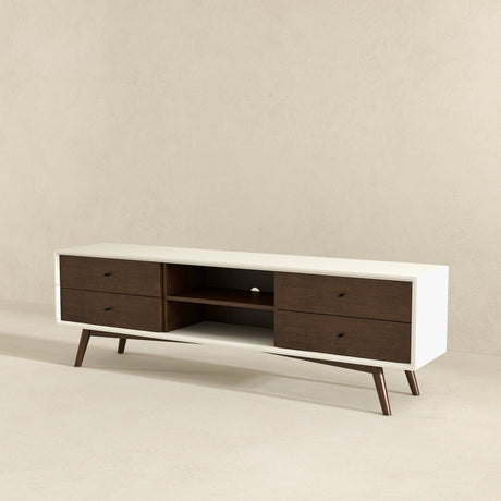 Caroline Mid Century Modern Style Walnut White TV Stand up to 72" from Midinmod - Luna Furniture